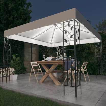 Pavillon avec guirlande lumineuse LED 3x3 m blanc