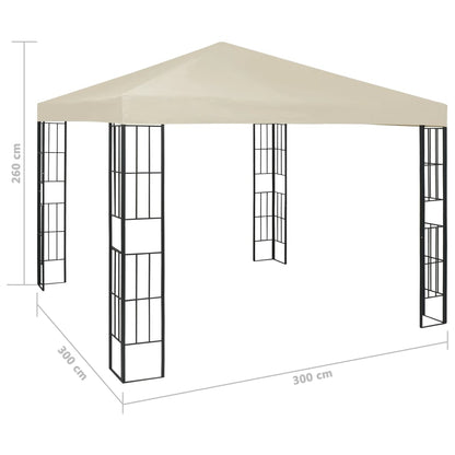 Pavillon avec guirlande lumineuse LED 3x3 m blanc crème