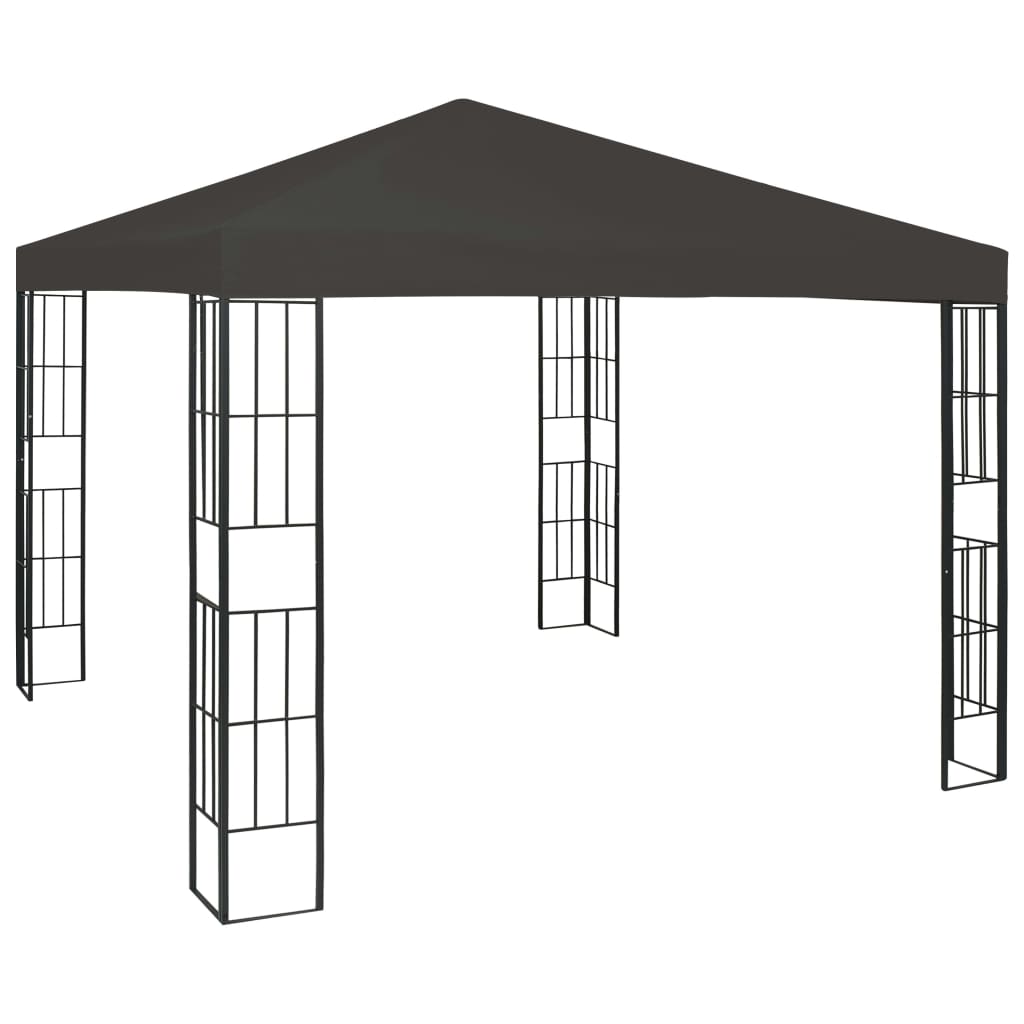 Pavillon avec guirlande lumineuse LED 3x3 m anthracite