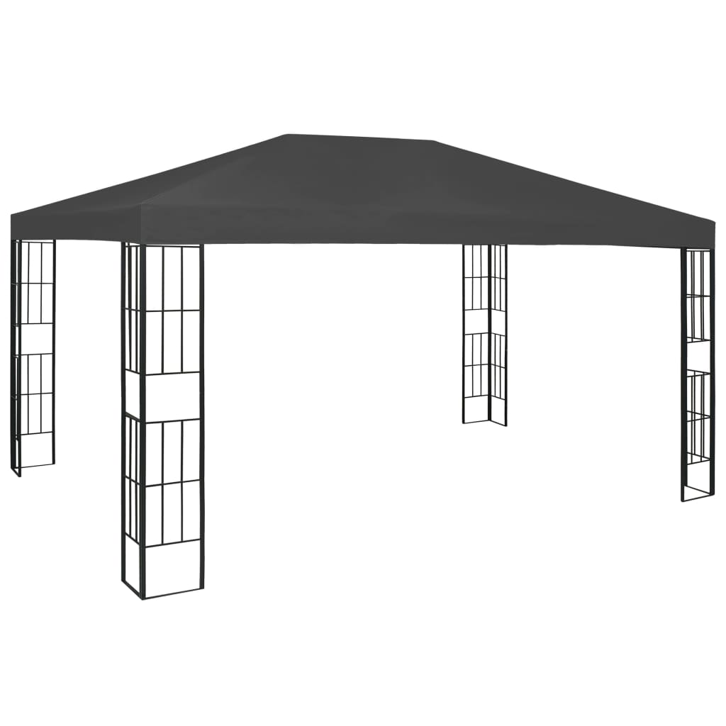 Pavillon avec guirlande lumineuse LED 3x4 m anthracite