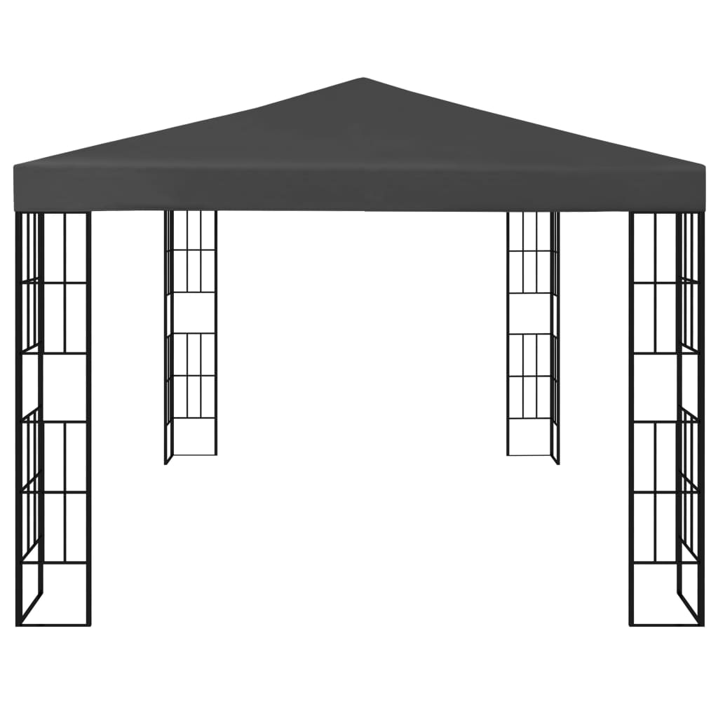 Pavillon avec guirlande lumineuse LED 3x4 m anthracite