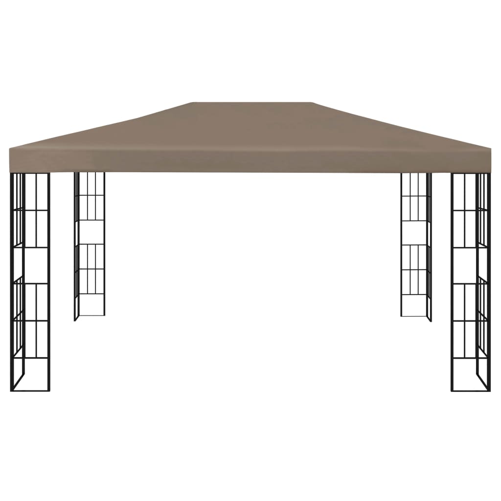 Pavillon mit LED-Lichterkette 4x3 m Taupe