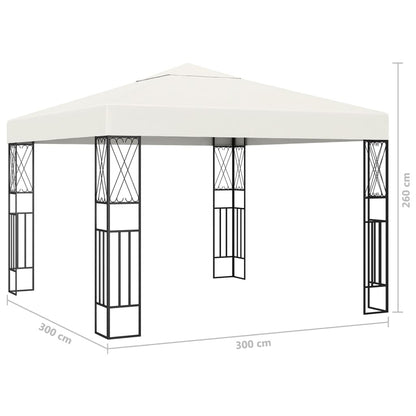 Tonnelle avec guirlande lumineuse LED 3x3 m tissu crème