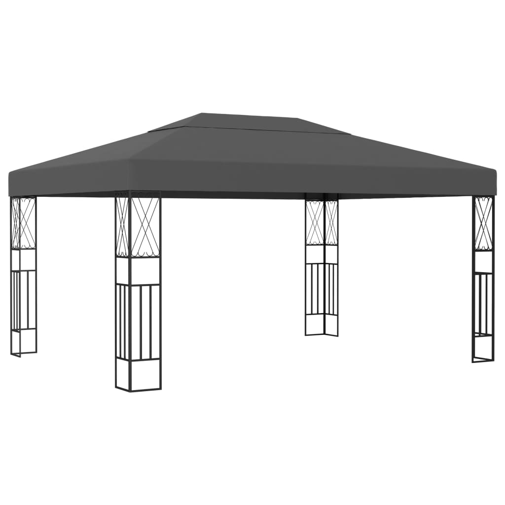 Pavillon mit LED-Lichterkette 3x4 m Anthrazit Stoff