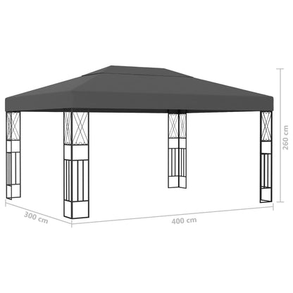 Pavillon mit LED-Lichterkette 3x4 m Anthrazit Stoff