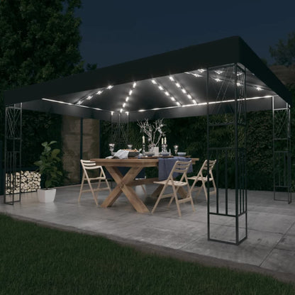 Pavillon mit LED-Lichterkette 3x4 m Anthrazit Stoff