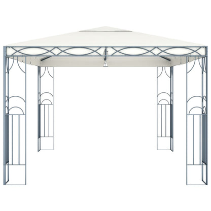 Pavillon avec guirlande lumineuse LED 400x300 cm blanc crème