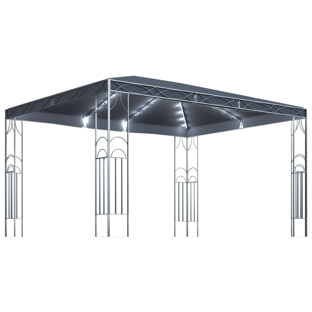 Pavillon avec guirlande lumineuse LED 400x300 cm anthracite