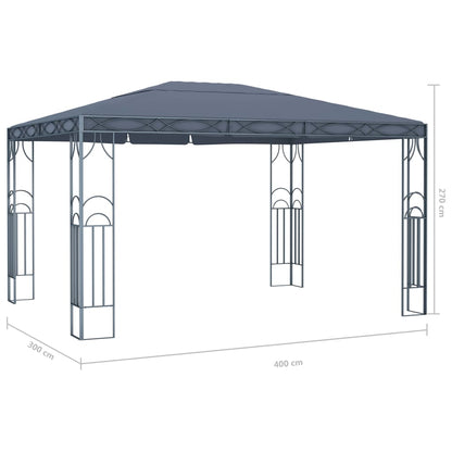 Pavillon avec guirlande lumineuse LED 400x300 cm anthracite