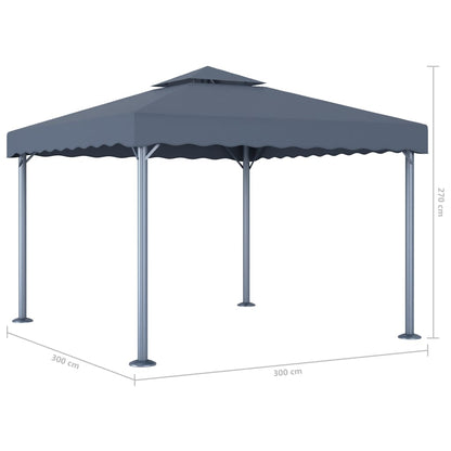 Pavillon avec guirlande lumineuse LED 300x300 cm aluminium anthracite