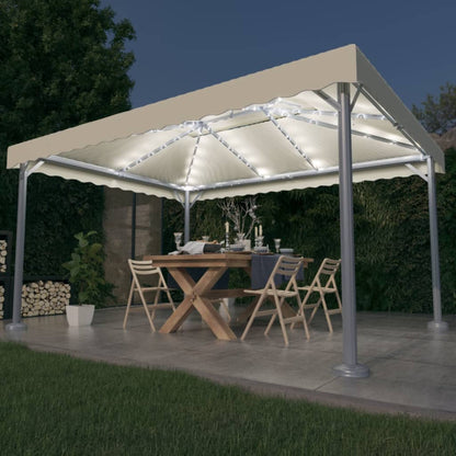 Pavillon avec guirlande lumineuse LED 400x300 cm aluminium blanc crème