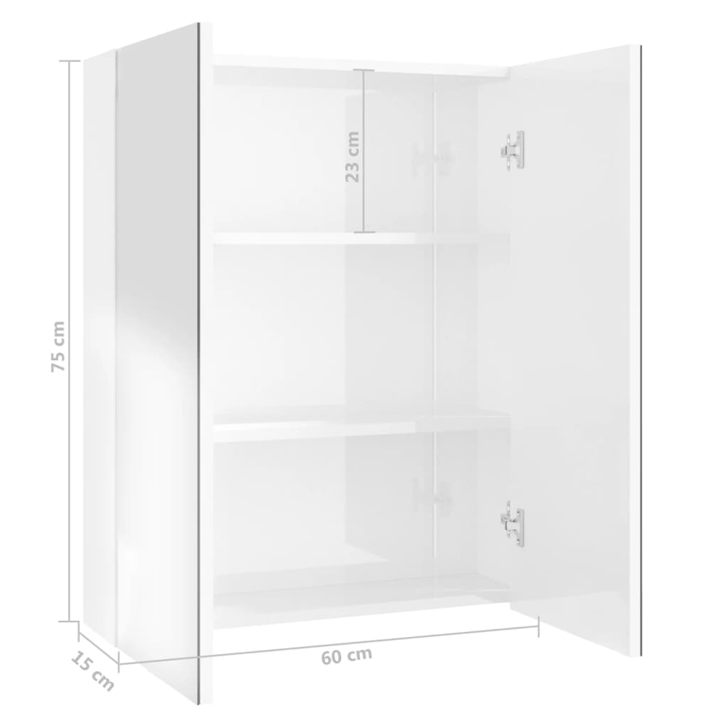 Bad-Spiegelschrank 60x15x75 cm MDF Glänzendes Weiß