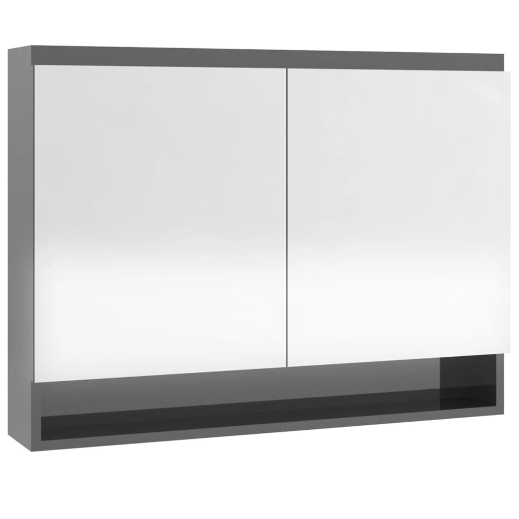 Armoire à miroir pour salle de bain 80x15x60 cm MDF gris brillant