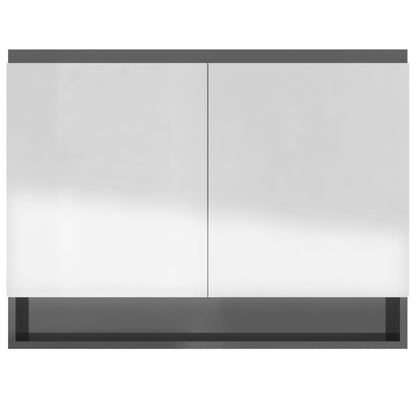 Armoire à miroir pour salle de bain 80x15x60 cm MDF gris brillant