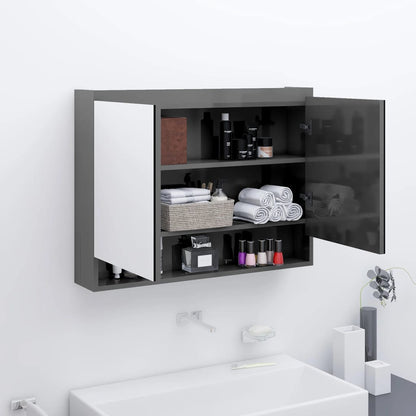 Armoire à miroir pour salle de bain 80x15x60 cm MDF gris brillant