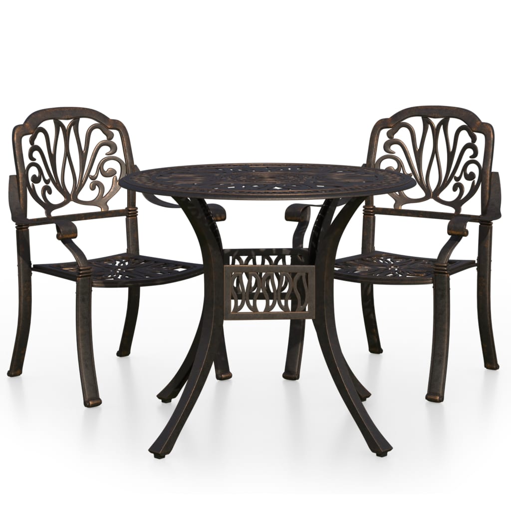 3-tlg. Bistro-Set Aluminiumguss Bronzen