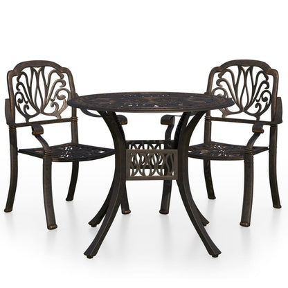 3-tlg. Bistro-Set Aluminiumguss Bronzen