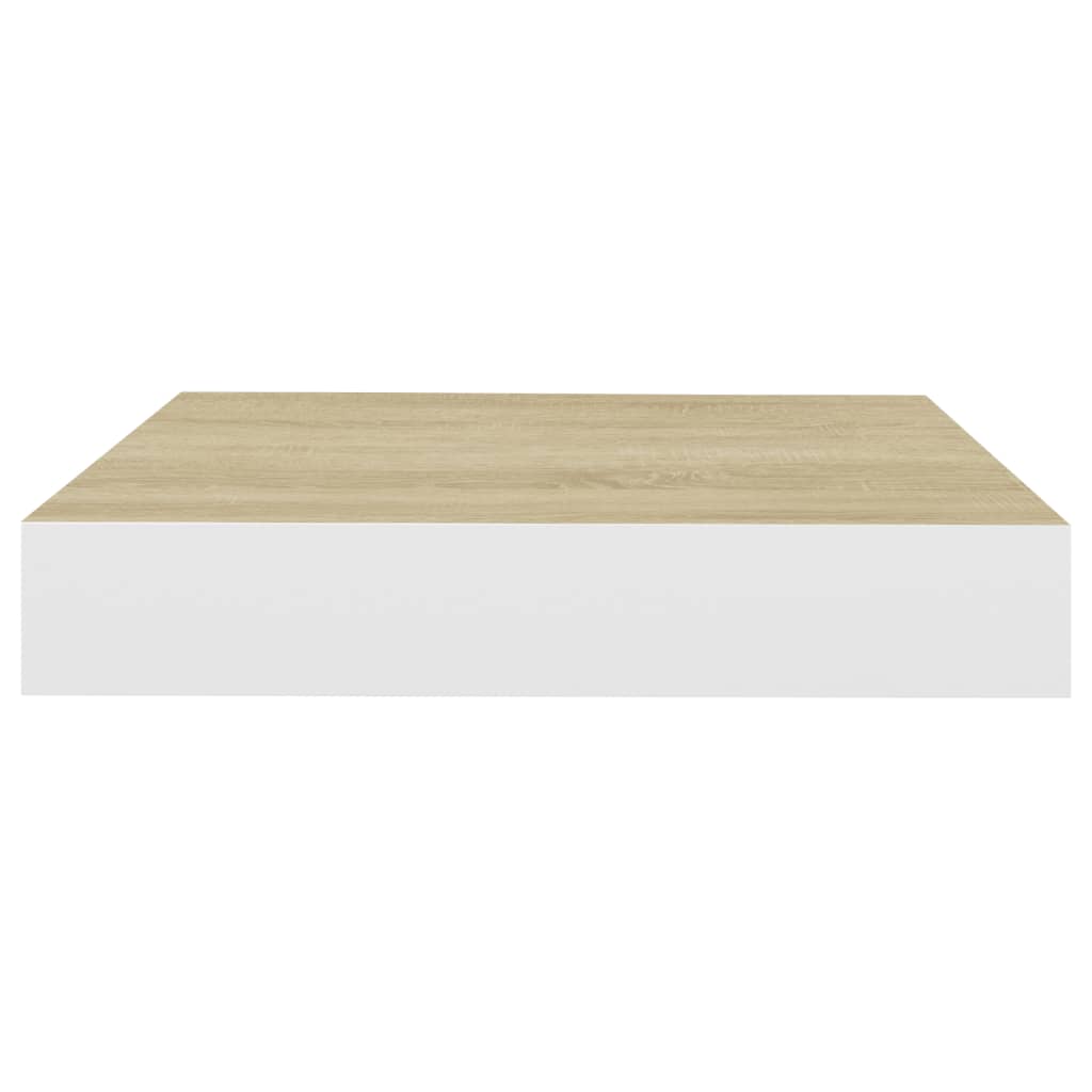 Schweberegale 2 Stk. Eichen-Optik und Weiß 23x23,5x3,8 cm MDF