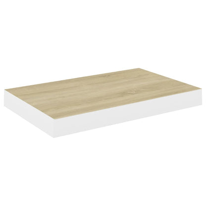 Etagère flottante aspect chêne et blanc 40x23x3,8 cm MDF