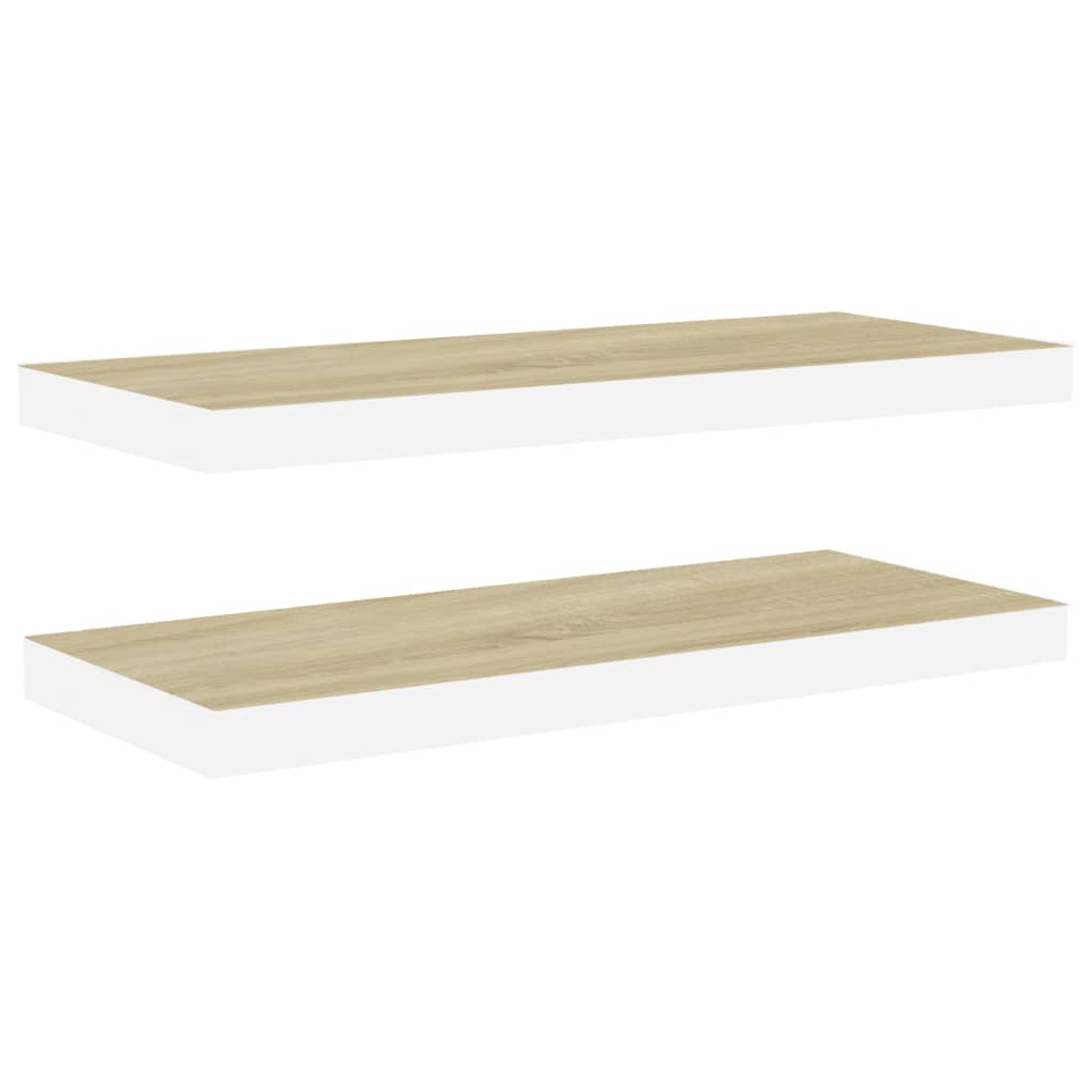 Étagères flottantes 2 pcs. aspect chêne et MDF blanc 80x23,5x3,8 cm