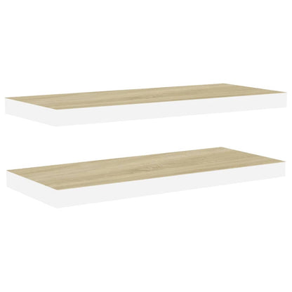 Étagères flottantes 2 pcs. aspect chêne et MDF blanc 80x23,5x3,8 cm