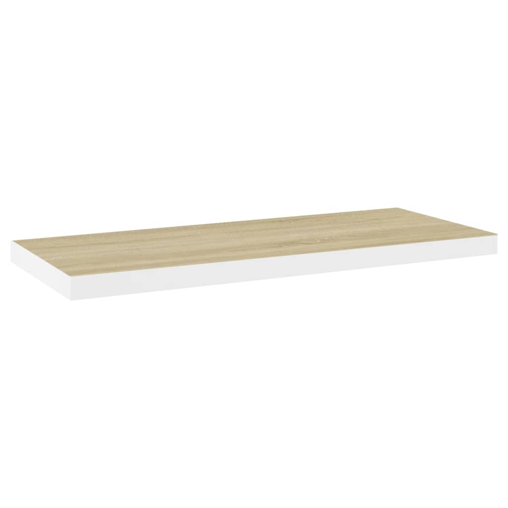 Étagères flottantes 2 pcs. aspect chêne et MDF blanc 80x23,5x3,8 cm