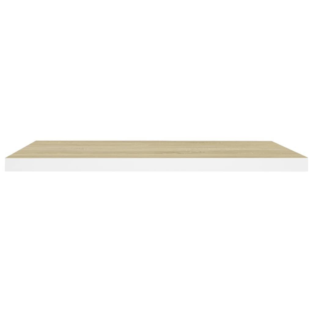 Étagères flottantes 2 pcs. aspect chêne et MDF blanc 80x23,5x3,8 cm