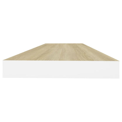 Étagères flottantes 2 pcs. aspect chêne et MDF blanc 80x23,5x3,8 cm