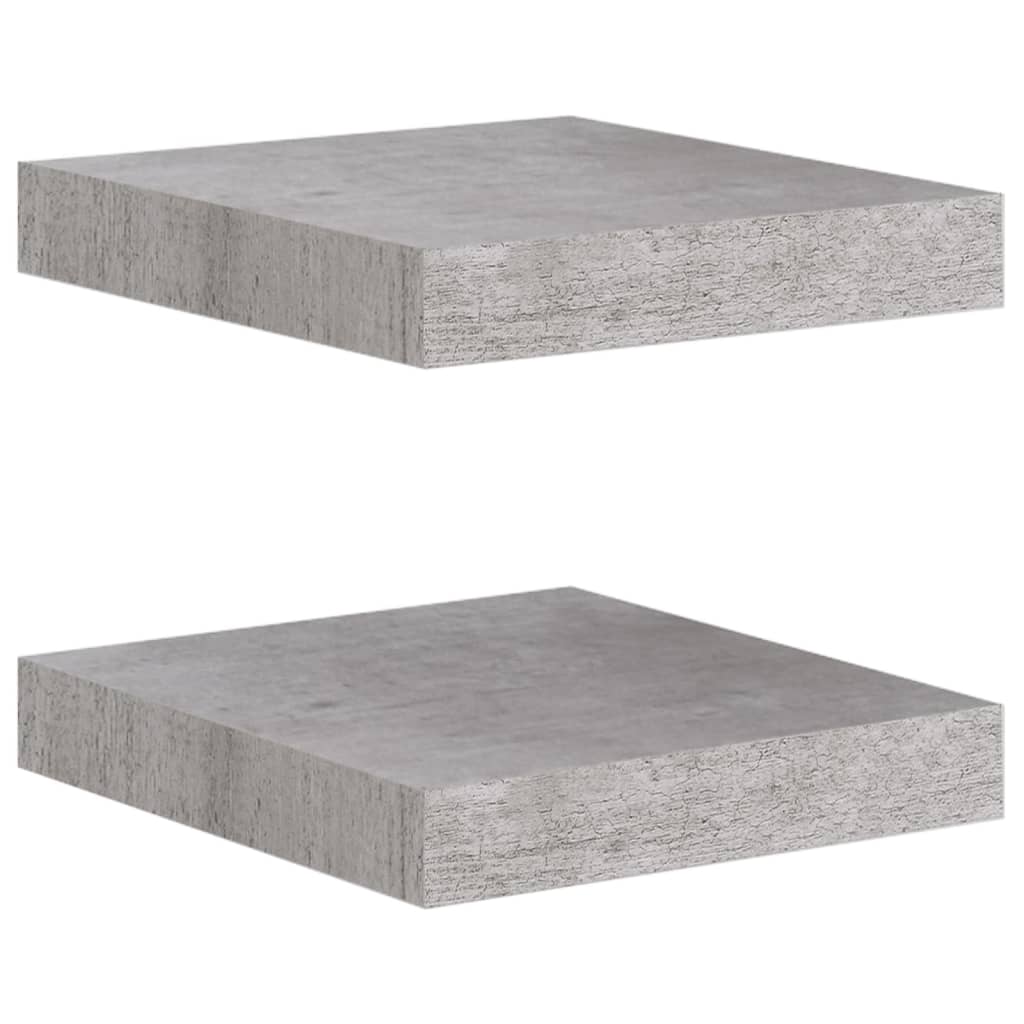 Étagères flottantes 2 pcs. Gris béton 23x23,5x3,8 cm MDF