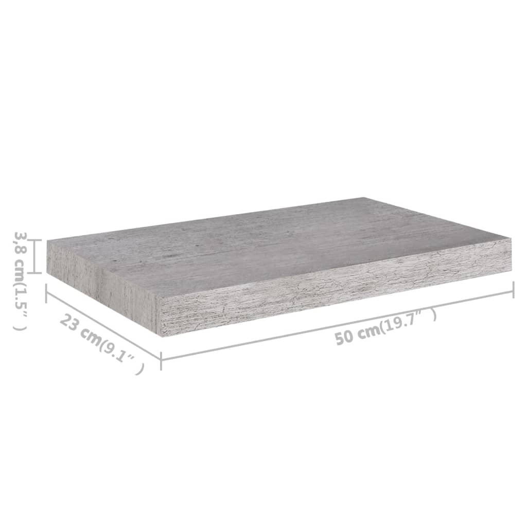 Schweberegale 2 Stk. Betongrau 50x23x3,8 cm MDF