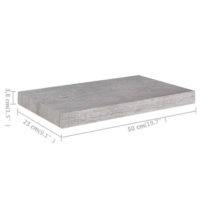 Schweberegale 2 Stk. Betongrau 50x23x3,8 cm MDF