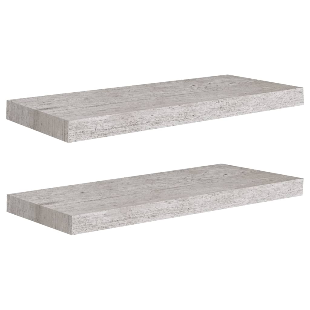 Schweberegale 2 Stk. Betongrau 60x23,5x3,8 cm MDF