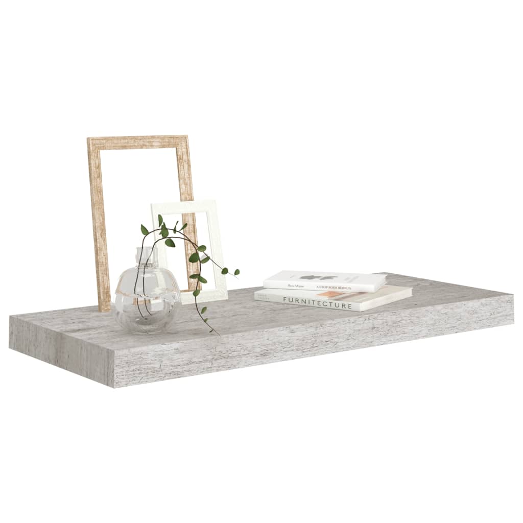 Schweberegale 2 Stk. Betongrau 60x23,5x3,8 cm MDF