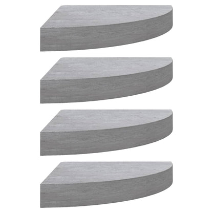 Eck-Schweberegale 4 Stk. Betongrau 35x35x3,8 cm MDF