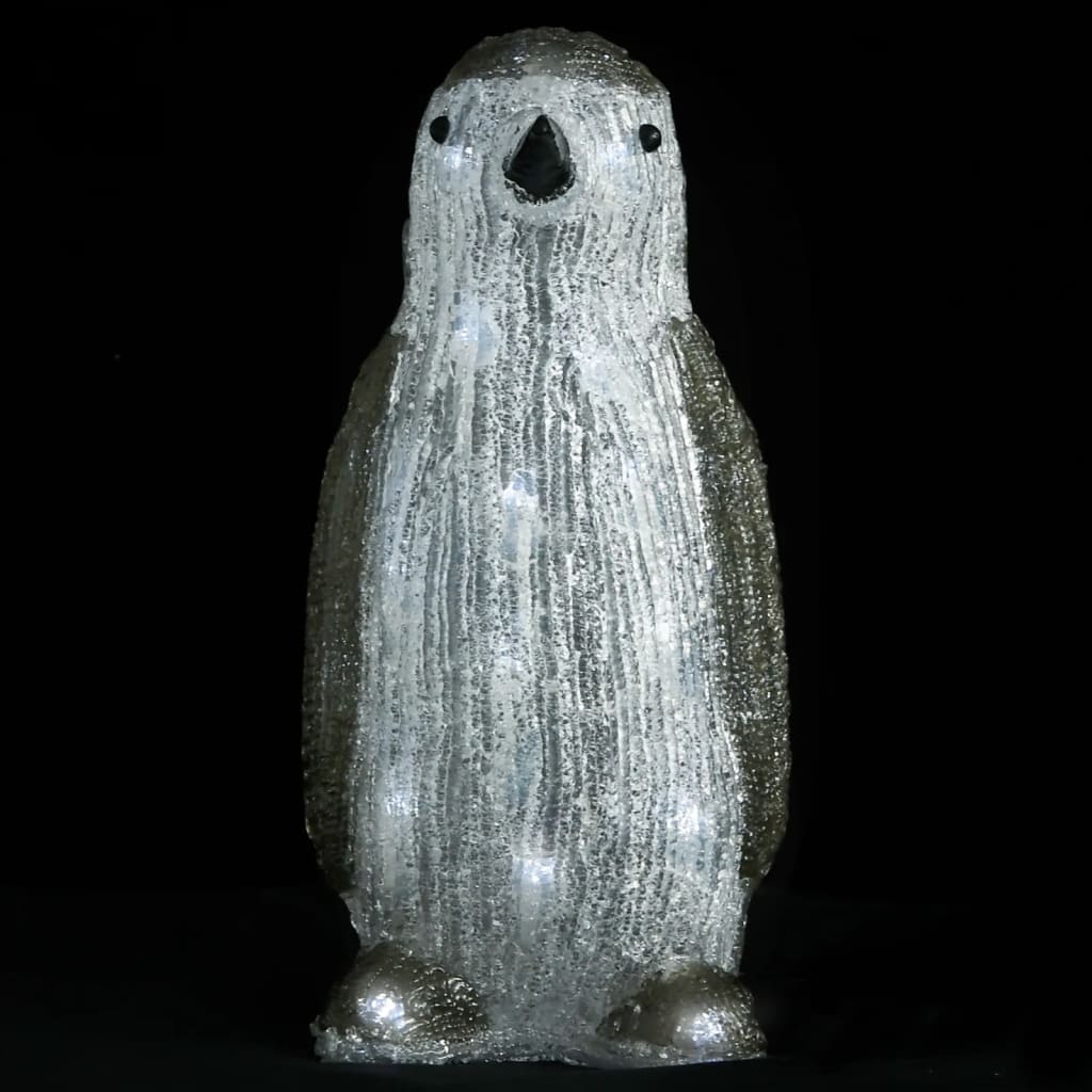 Figurine de Noël LED pingouin acrylique intérieur et extérieur 30 cm