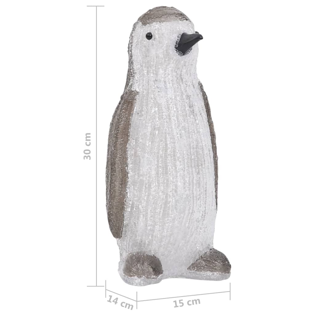 Figurine de Noël LED pingouin acrylique intérieur et extérieur 30 cm