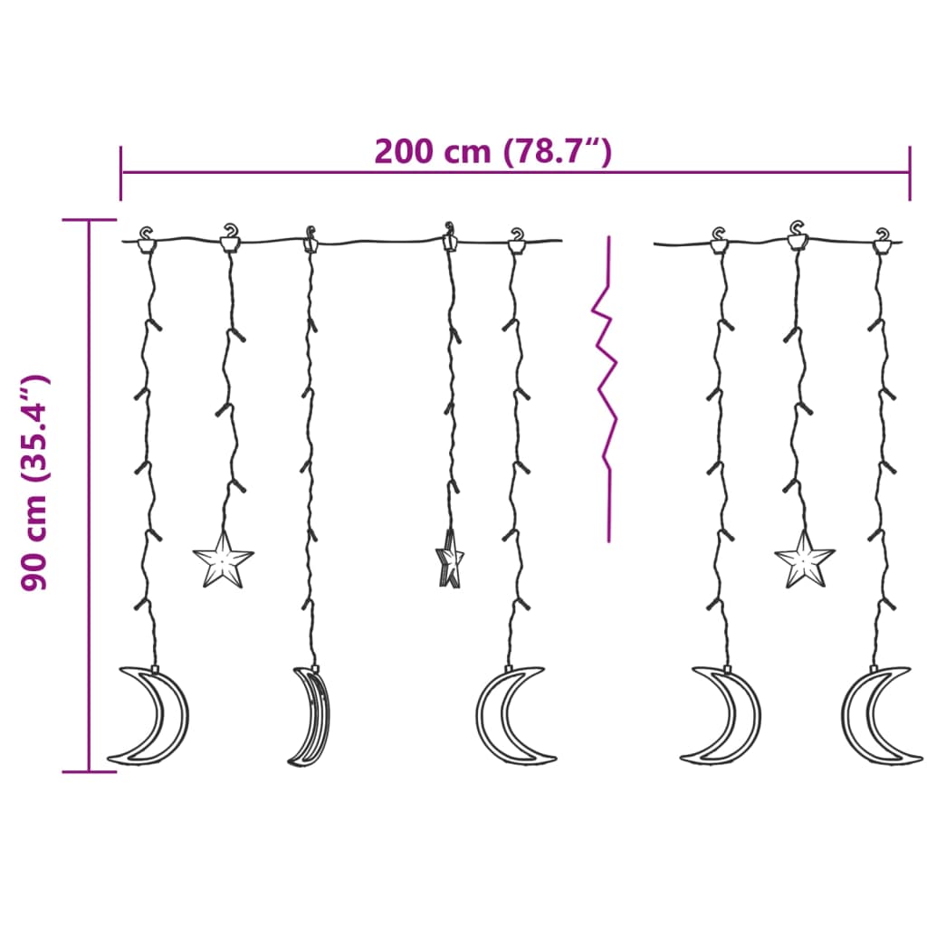 Lichterketten Stern und Mond Fernbedienung 138 LEDs Warmweiß