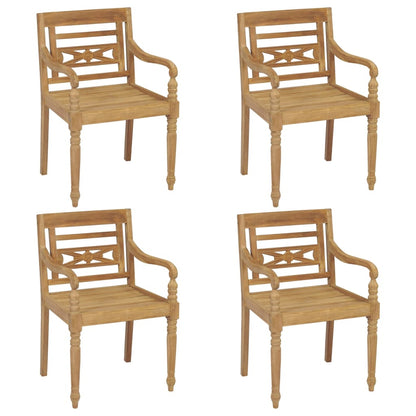 Chaises Batavia avec coussins 4 pcs. Bois de teck massif.