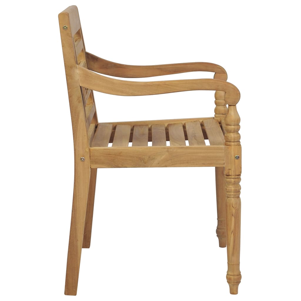 Chaises Batavia avec coussins 4 pcs. Bois de teck massif.