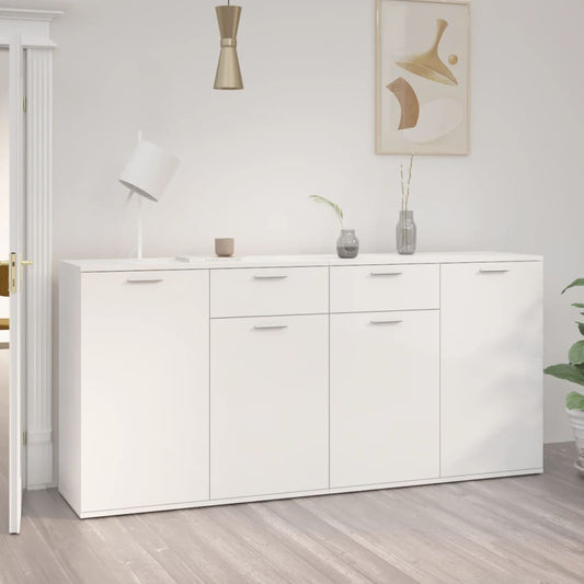 Buffet blanc brillant 160x36x75 cm en bois