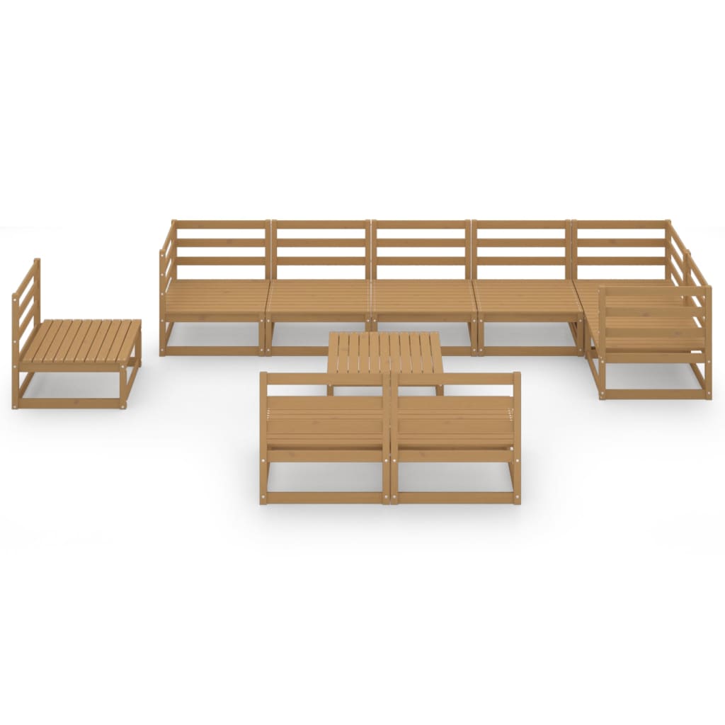 10-tlg. Garten-Lounge-Set Honigbraun Massivholz Kiefer