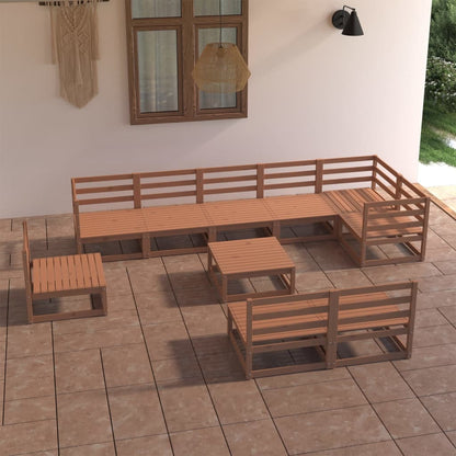 10-tlg. Garten-Lounge-Set Honigbraun Massivholz Kiefer