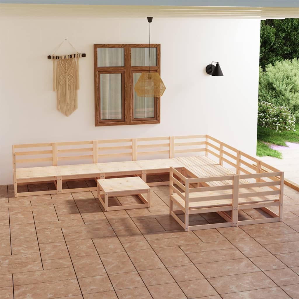 10-tlg. Garten-Lounge-Set Massivholz Kiefer