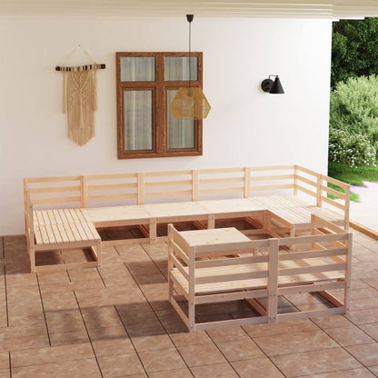 10-tlg. Garten-Lounge-Set Massivholz Kiefer