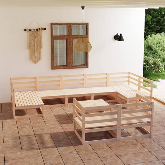 10-tlg. Garten-Lounge-Set Massivholz Kiefer