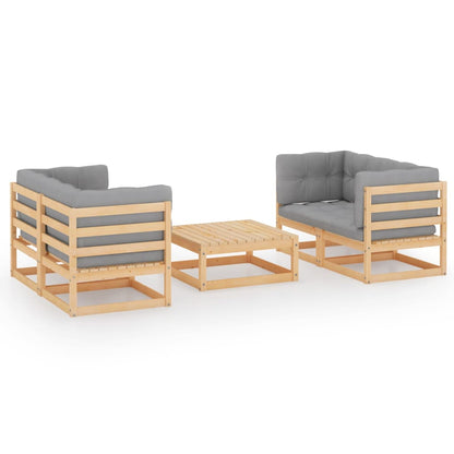 5-tlg. Garten-Lounge-Set mit Kissen Kiefer Massivholz