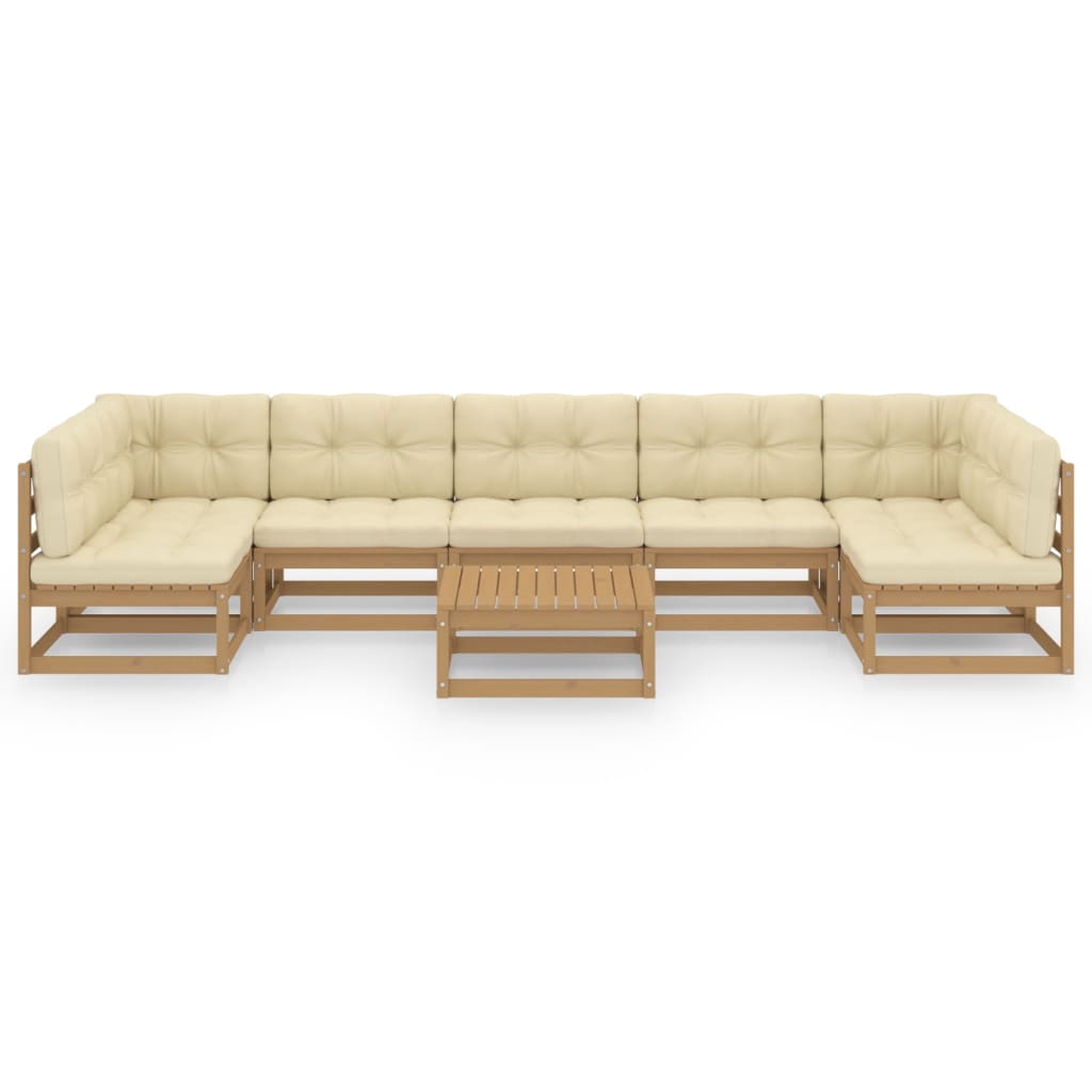 8-tlg Garten-Lounge-Set mit Kissen Honigbraun Massivholz Kiefer