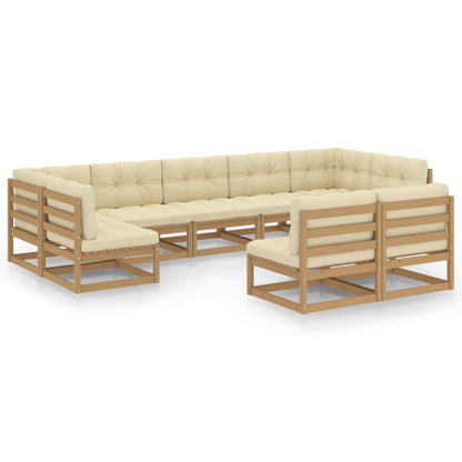 9-tlg Garten-Lounge-Set mit Kissen Honigbraun Massivholz Kiefer