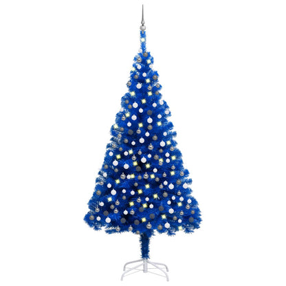 Künstlicher Weihnachtsbaum Beleuchtung & Kugeln Blau 210 cm