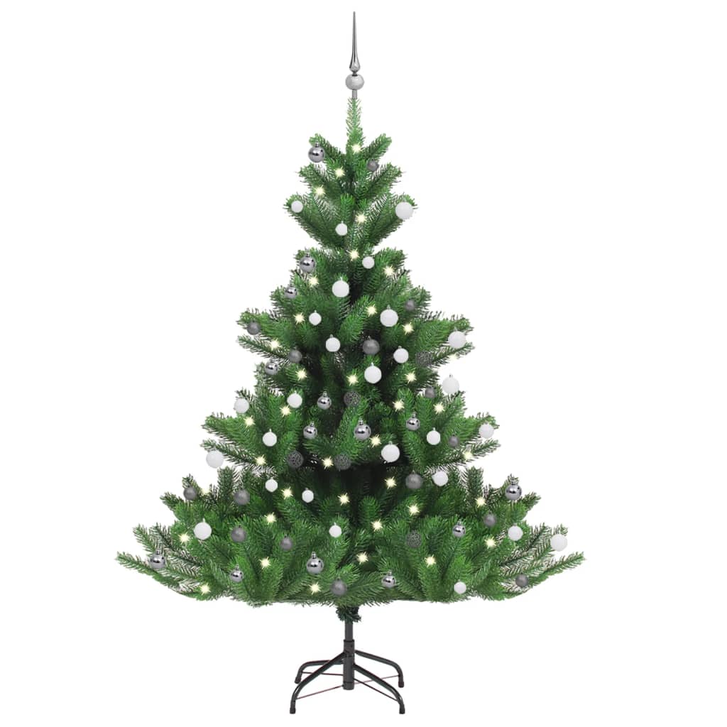 Künstlicher Weihnachtsbaum Nordmann LED & Kugeln Grün 180 cm